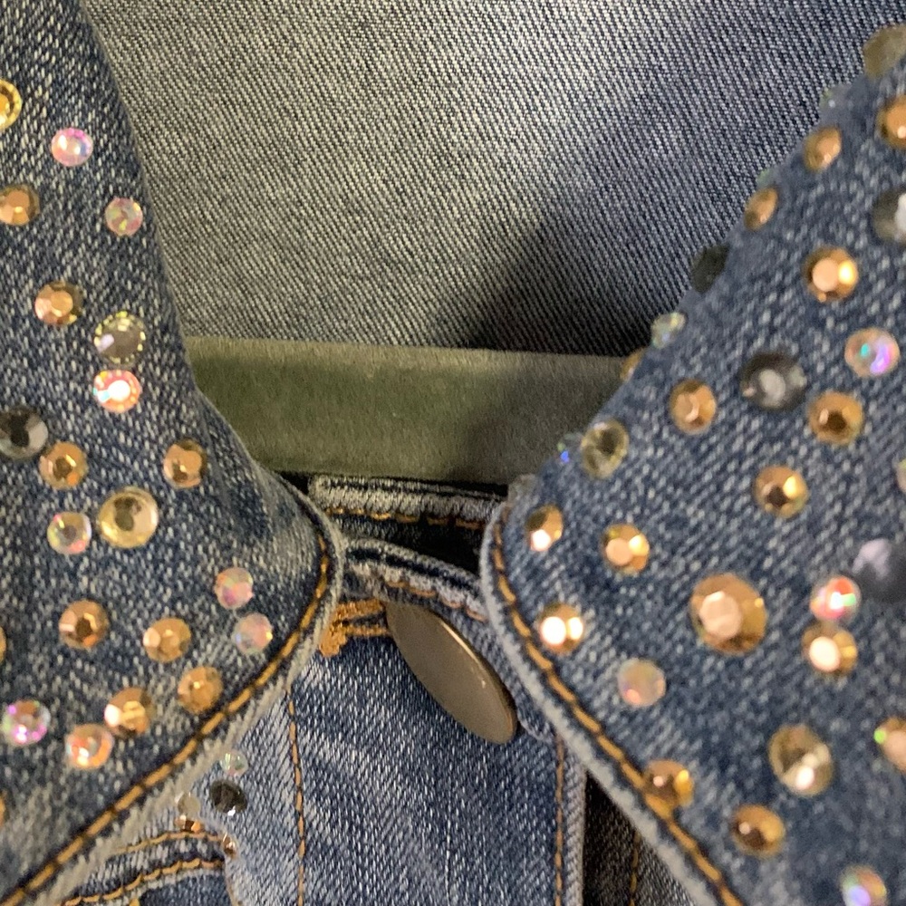 Chico platinum denim jacket with embellishments L